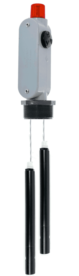Dual level tank alarm with immersion level probes