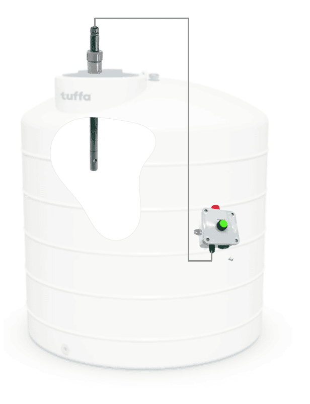Tank alarm box with level probe